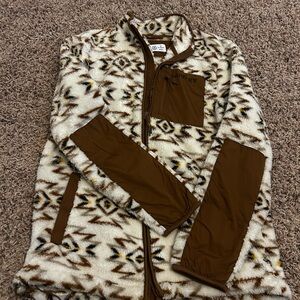 Hurley Brown and White Fleece Jacket